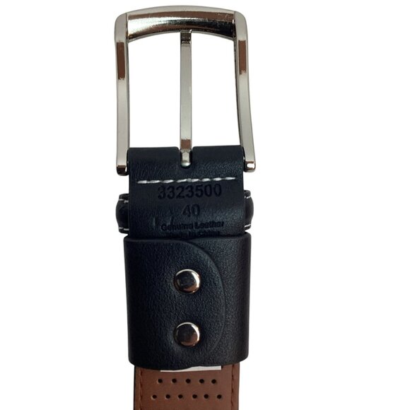 Pebble Beach Mens 40 Leather Golf Belt Perforated Design & Silver Buckle - Picture 4 of 10